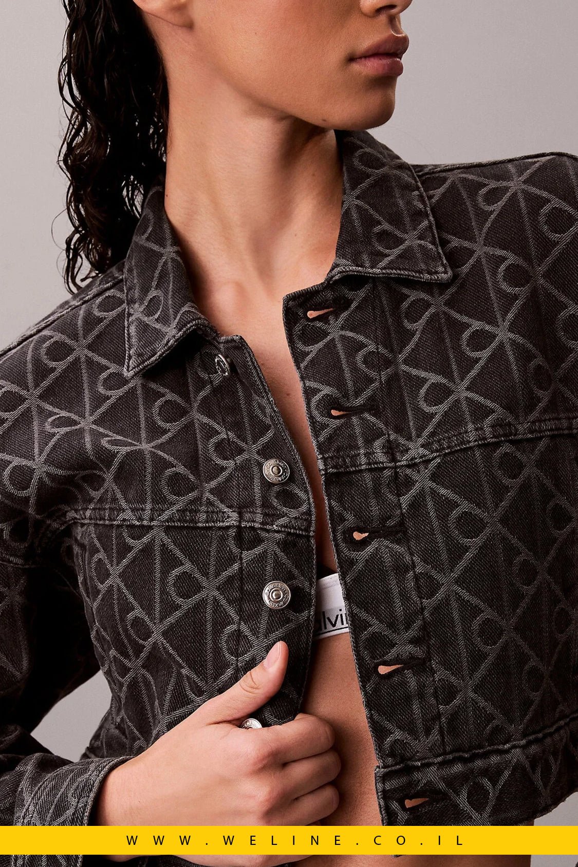 ג’קט ג’ינס נשים Calvin Klein Articulated Detail – Regular Fit | צבע שחור - WELINE.CO.IL