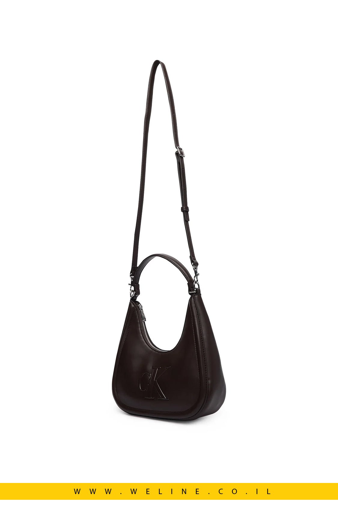 תיק כתף לנשים Calvin Klein Bold CK Small Crescent Bag - WELINE.CO.IL
