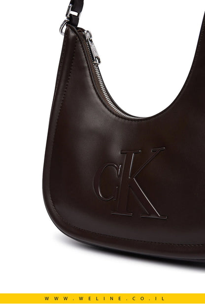 תיק כתף לנשים Calvin Klein Bold CK Small Crescent Bag - WELINE.CO.IL
