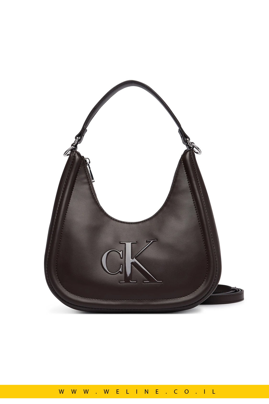 תיק כתף לנשים Calvin Klein Bold CK Small Crescent Bag - WELINE.CO.IL