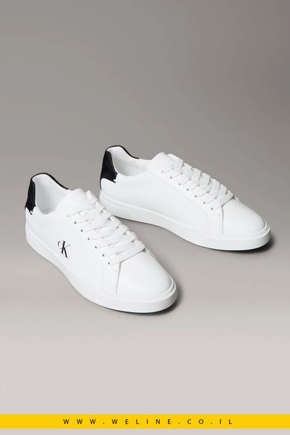 Calvin Klein Brooke – סניקרס עור נשים עם לוגו חתימה | לבן / שחור - WELINE.CO.IL