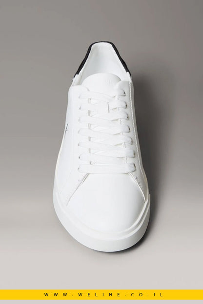 Calvin Klein Brooke – סניקרס עור נשים עם לוגו חתימה | לבן / שחור - WELINE.CO.IL