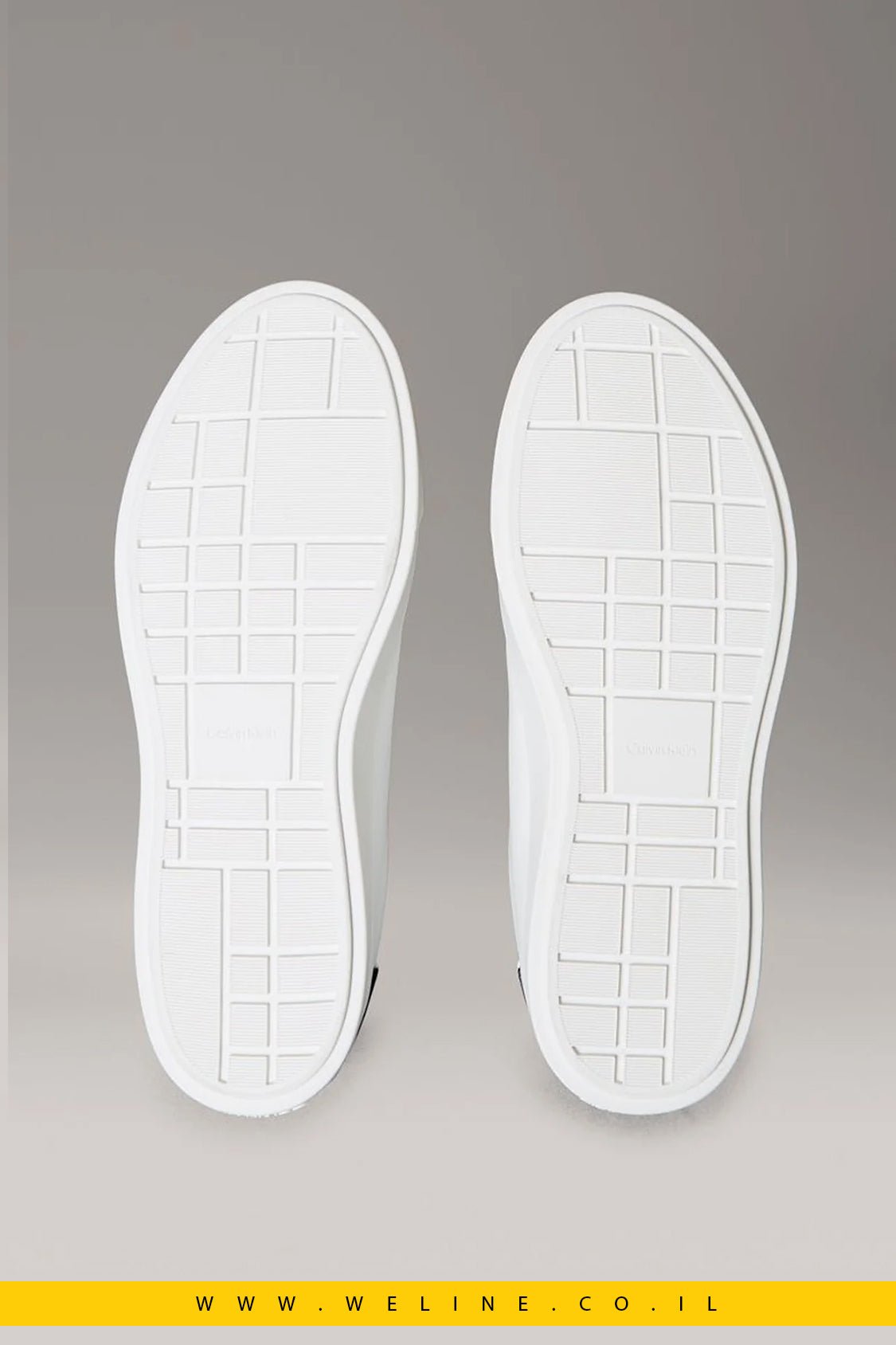 Calvin Klein Brooke – סניקרס עור נשים עם לוגו חתימה | לבן / שחור - WELINE.CO.IL