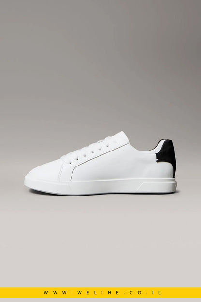 Calvin Klein Brooke – סניקרס עור נשים עם לוגו חתימה | לבן / שחור - WELINE.CO.IL