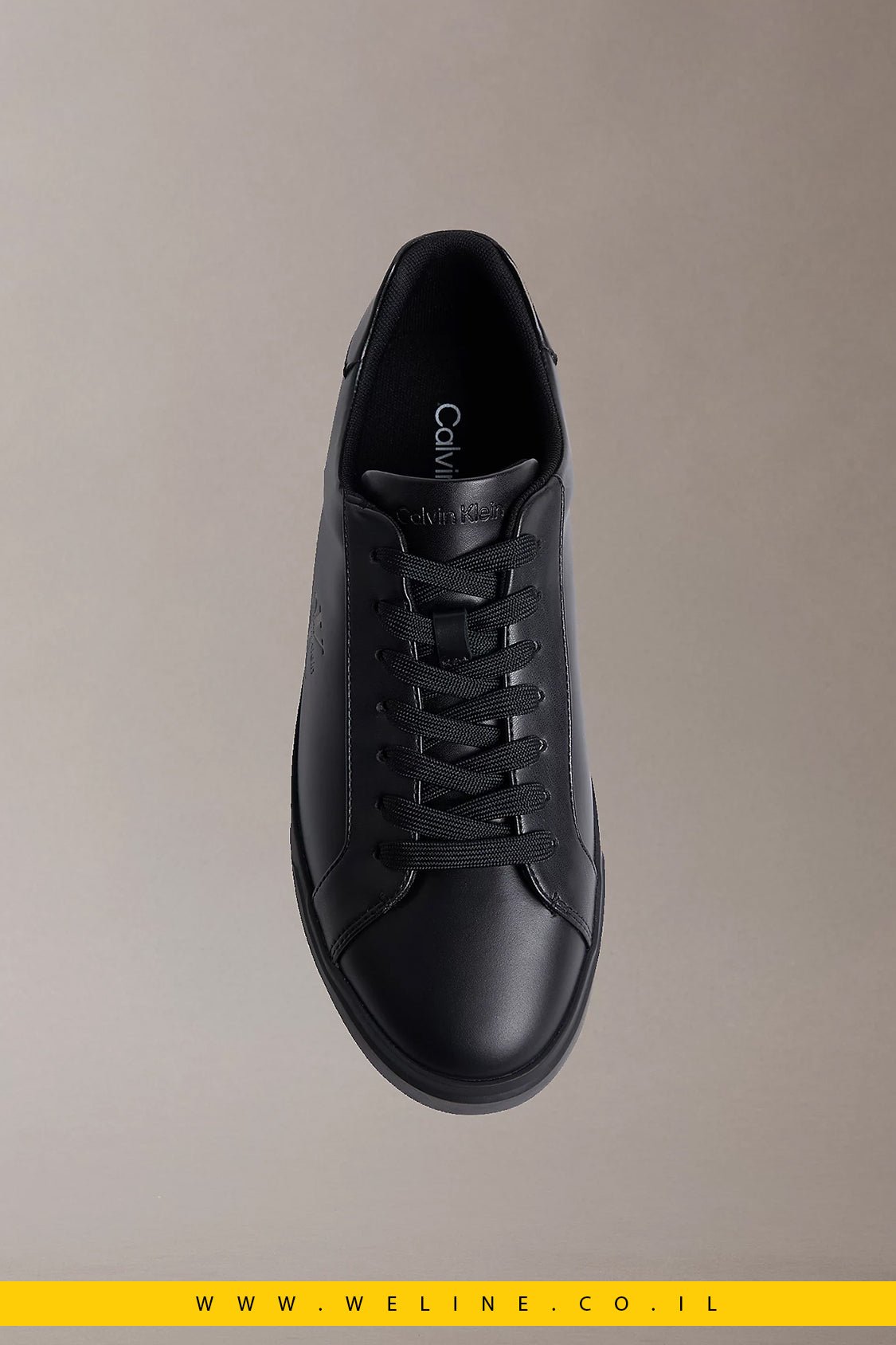 נעלי סניקרס גברים Calvin Klein Brooke Leather – צבע שחור מלא (Triple Black) - WELINE.CO.IL