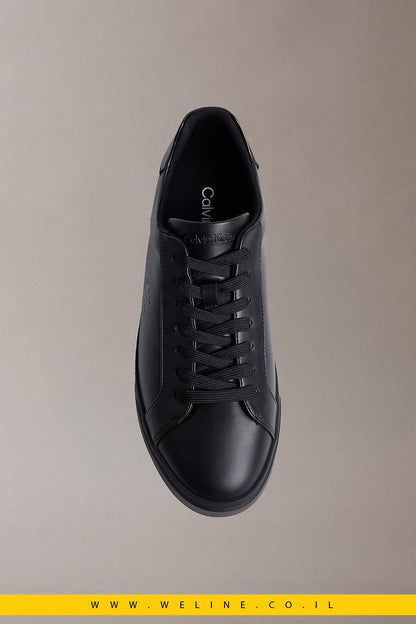 נעלי סניקרס גברים Calvin Klein Brooke Leather – צבע שחור מלא (Triple Black) - WELINE.CO.IL