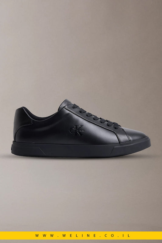 נעלי סניקרס גברים Calvin Klein Brooke Leather – צבע שחור מלא (Triple Black) - WELINE.CO.IL