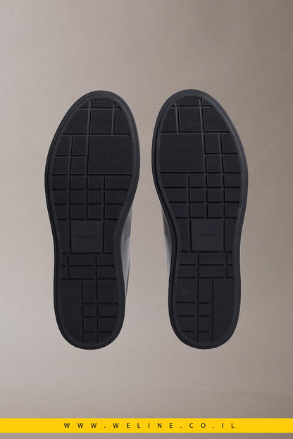 נעלי סניקרס גברים Calvin Klein Brooke Leather – צבע שחור מלא (Triple Black) - WELINE.CO.IL