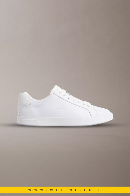 נעלי סניקרס גברים Calvin Klein Brooke Leather – צבע לבן מלא (Triple White) - WELINE.CO.IL