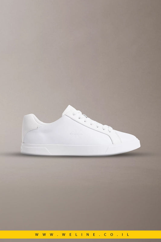 נעלי סניקרס גברים Calvin Klein Brooke Leather – צבע לבן מלא (Triple White) - WELINE.CO.IL