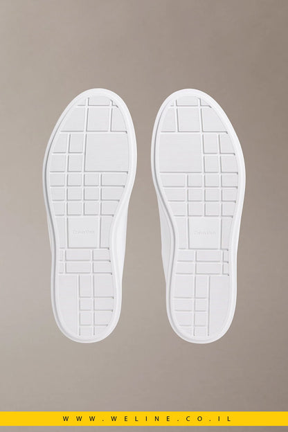 נעלי סניקרס גברים Calvin Klein Brooke Leather – צבע לבן מלא (Triple White) - WELINE.CO.IL