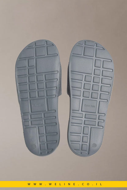 כפכפי סלייד נשים Calvin Klein Canvas Contoured – צבע Turbulence / Pink Yarrow - WELINE.CO.IL