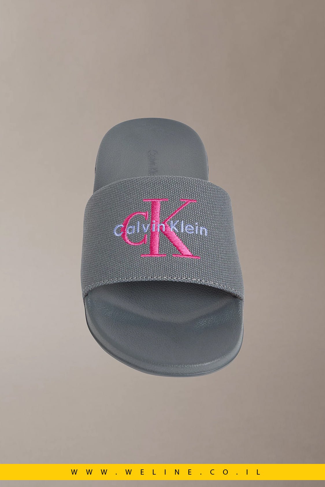 כפכפי סלייד נשים Calvin Klein Canvas Contoured – צבע Turbulence / Pink Yarrow - WELINE.CO.IL