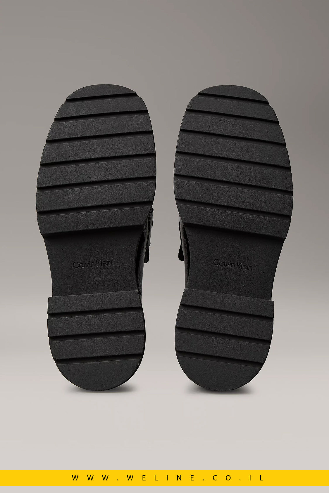Calvin Klein – נעלי לופרס Chunky מעור עם קצה מרובע נשים | שחור - WELINE.CO.IL