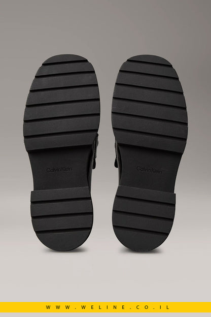 Calvin Klein – נעלי לופרס Chunky מעור עם קצה מרובע נשים | שחור - WELINE.CO.IL