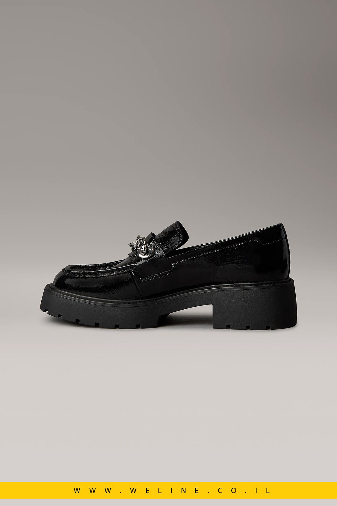 Calvin Klein – נעלי לופרס Chunky מעור עם קצה מרובע נשים | שחור - WELINE.CO.IL