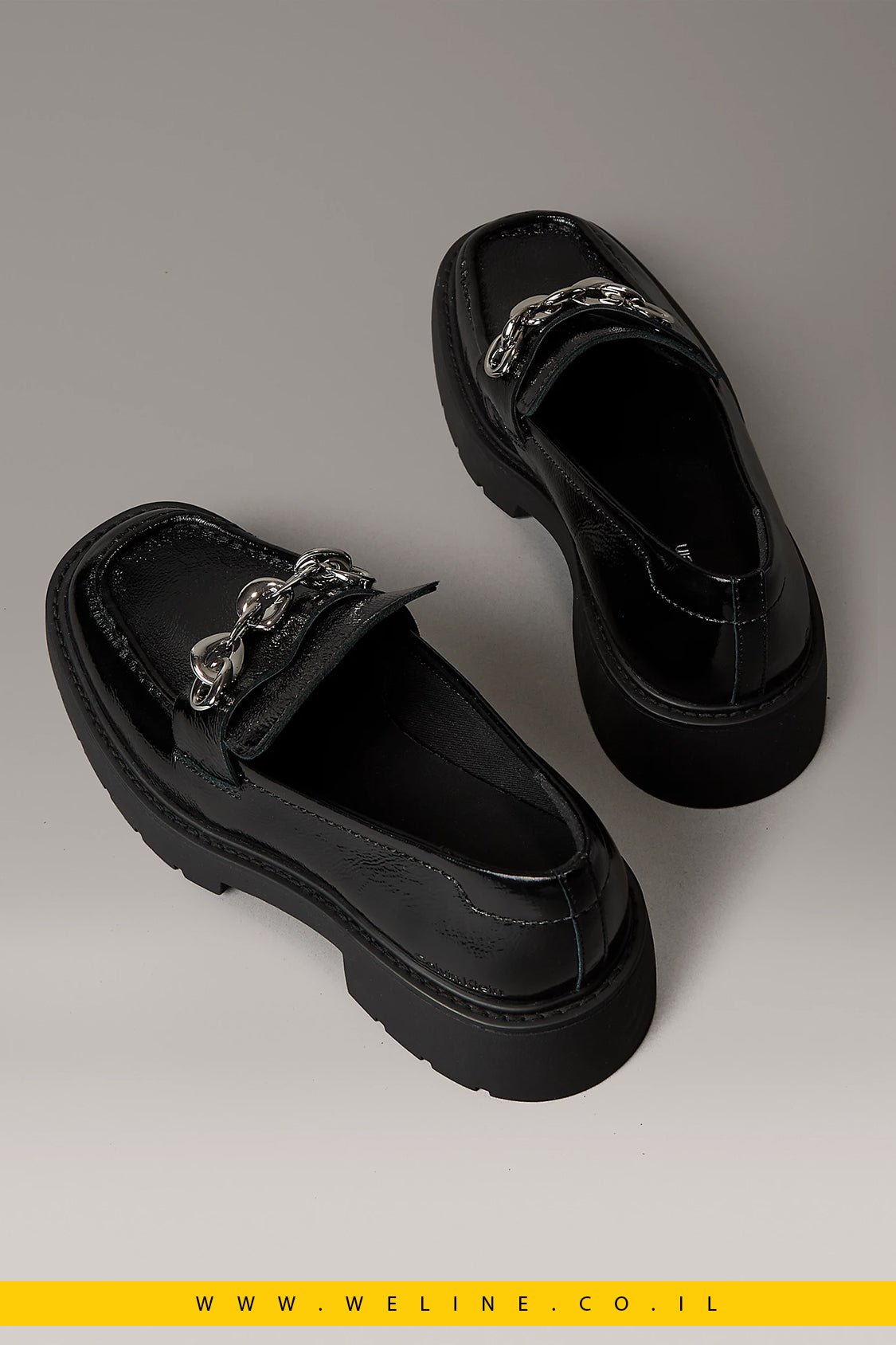 Calvin Klein – נעלי לופרס Chunky מעור עם קצה מרובע נשים | שחור - WELINE.CO.IL