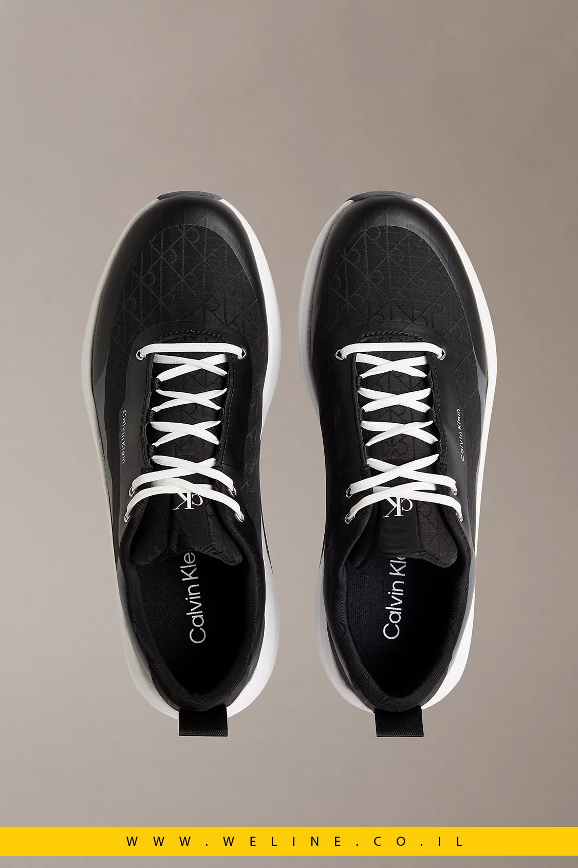Calvin Klein – נעלי סניקרס Chunky Runner עם לוגו | שחור / פחם - WELINE.CO.IL
