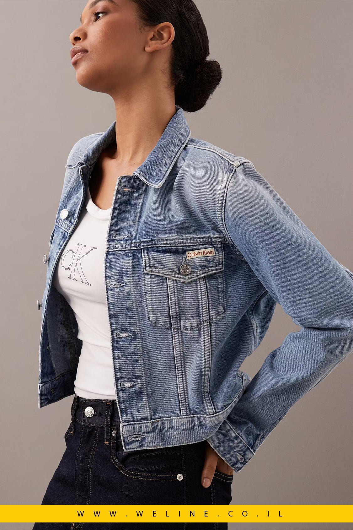 ג'קט ג'ינס נשים Calvin Klein Cropped 90s - WELINE.CO.IL
