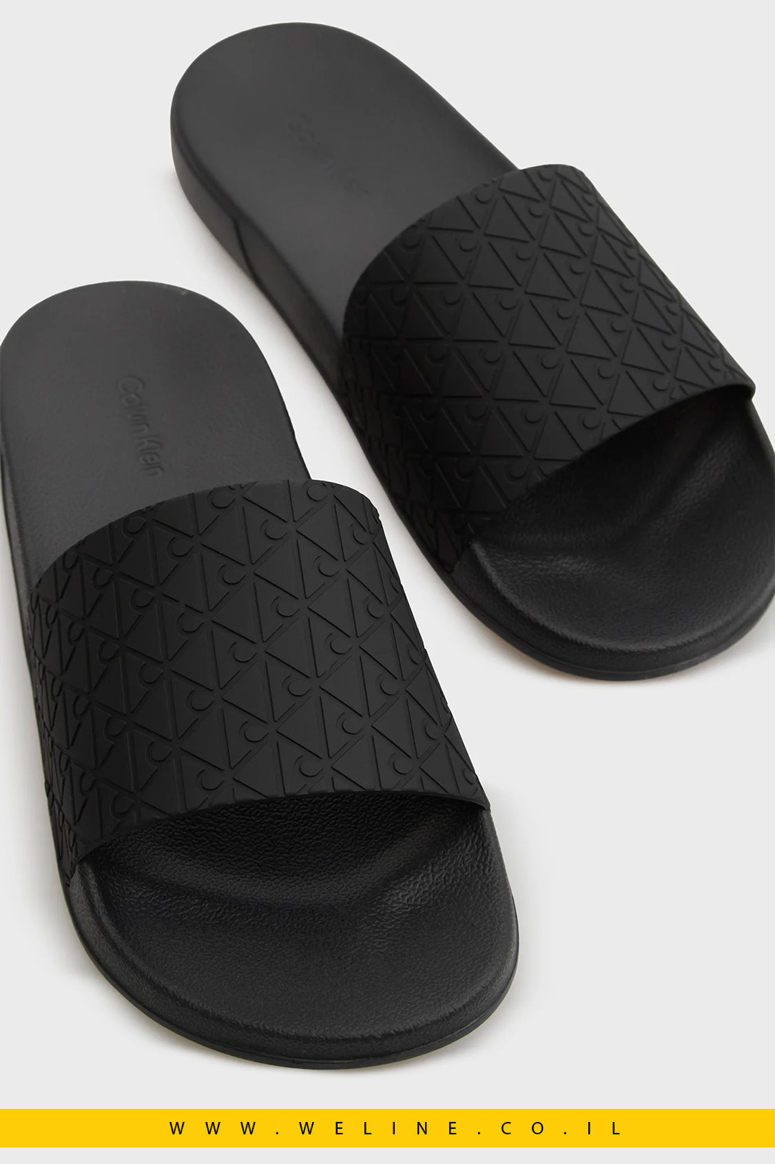 כפכפי סלייד גברים Calvin Klein ESS PU AOP – צבע שחור | דגם - WELINE.CO.IL