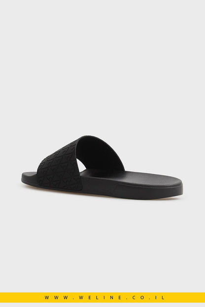כפכפי סלייד גברים Calvin Klein ESS PU AOP – צבע שחור | דגם - WELINE.CO.IL