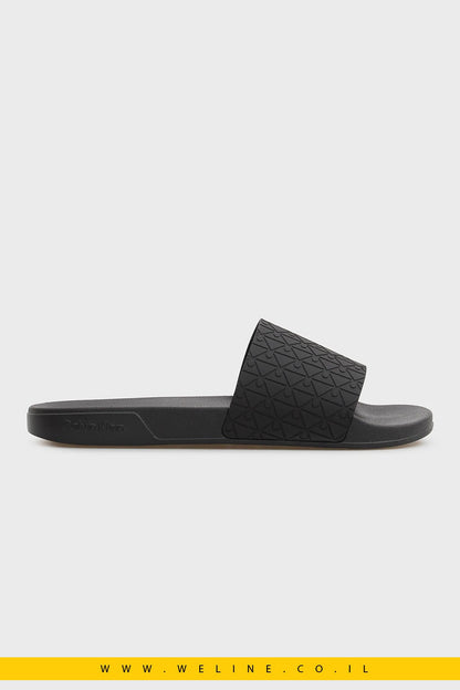 כפכפי סלייד גברים Calvin Klein ESS PU AOP – צבע שחור | דגם - WELINE.CO.IL