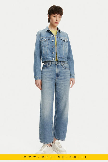 ג'ינס נשים Calvin Klein Jeans - גזרה ישרה בגוון כחול - WELINE.CO.IL
