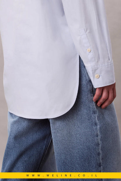 חולצת פופלין בגזרה רגועה מבית Calvin Klein Jeans בגוון Halogen Blue - WELINE.CO.IL
