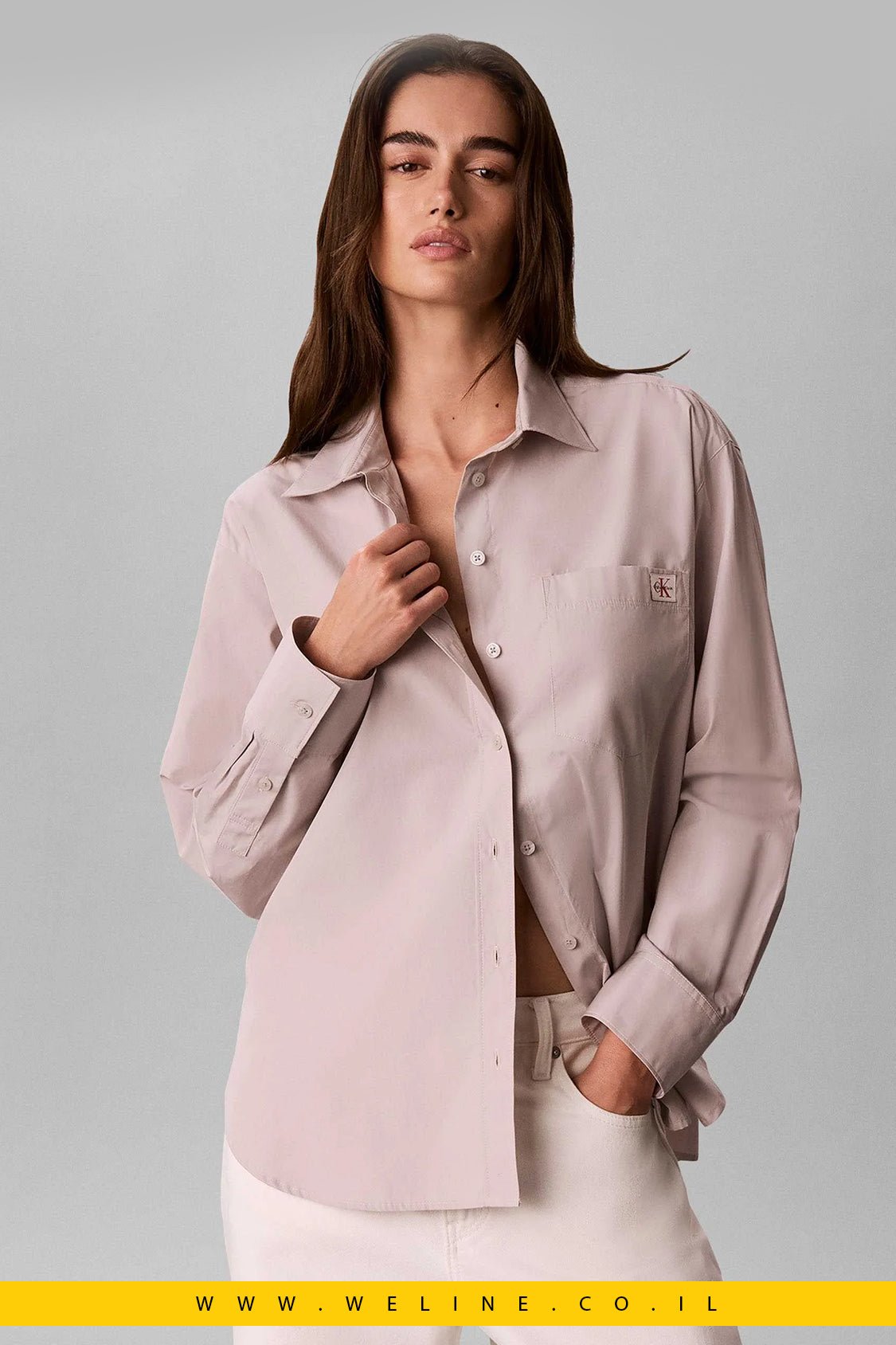 חולצת נשים Calvin Klein Jeans Heritage Label Relaxed Poplin - WELINE.CO.IL