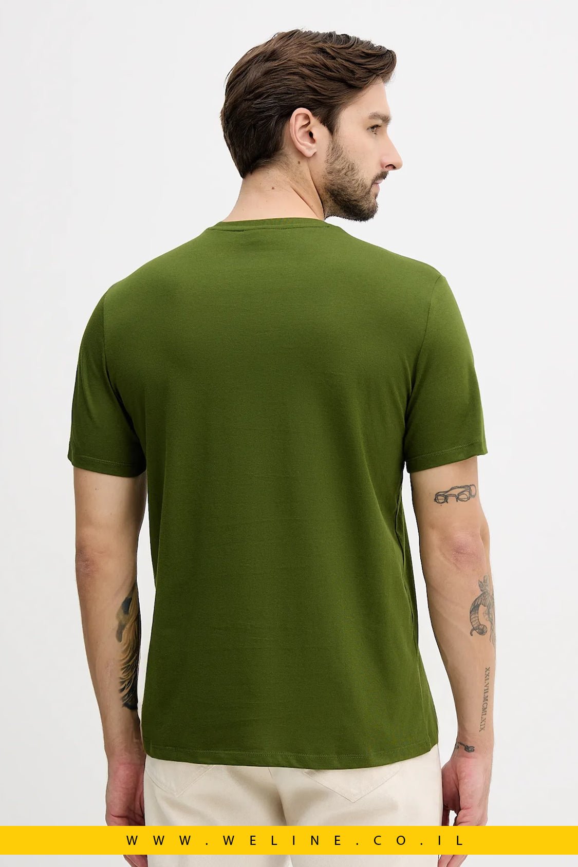 כותרת טי - שירט Calvin Klein Jeans לגברים Regular Fit – צבע ירוק - WELINE.CO.IL