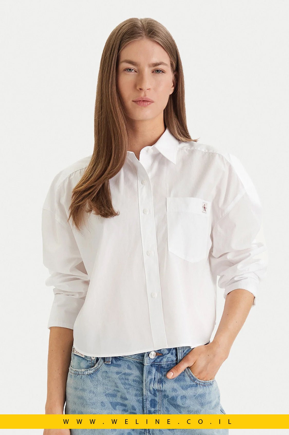 חולצה מכופתרת לנשים Calvin Klein Jeans Relaxed Fit - WELINE.CO.IL