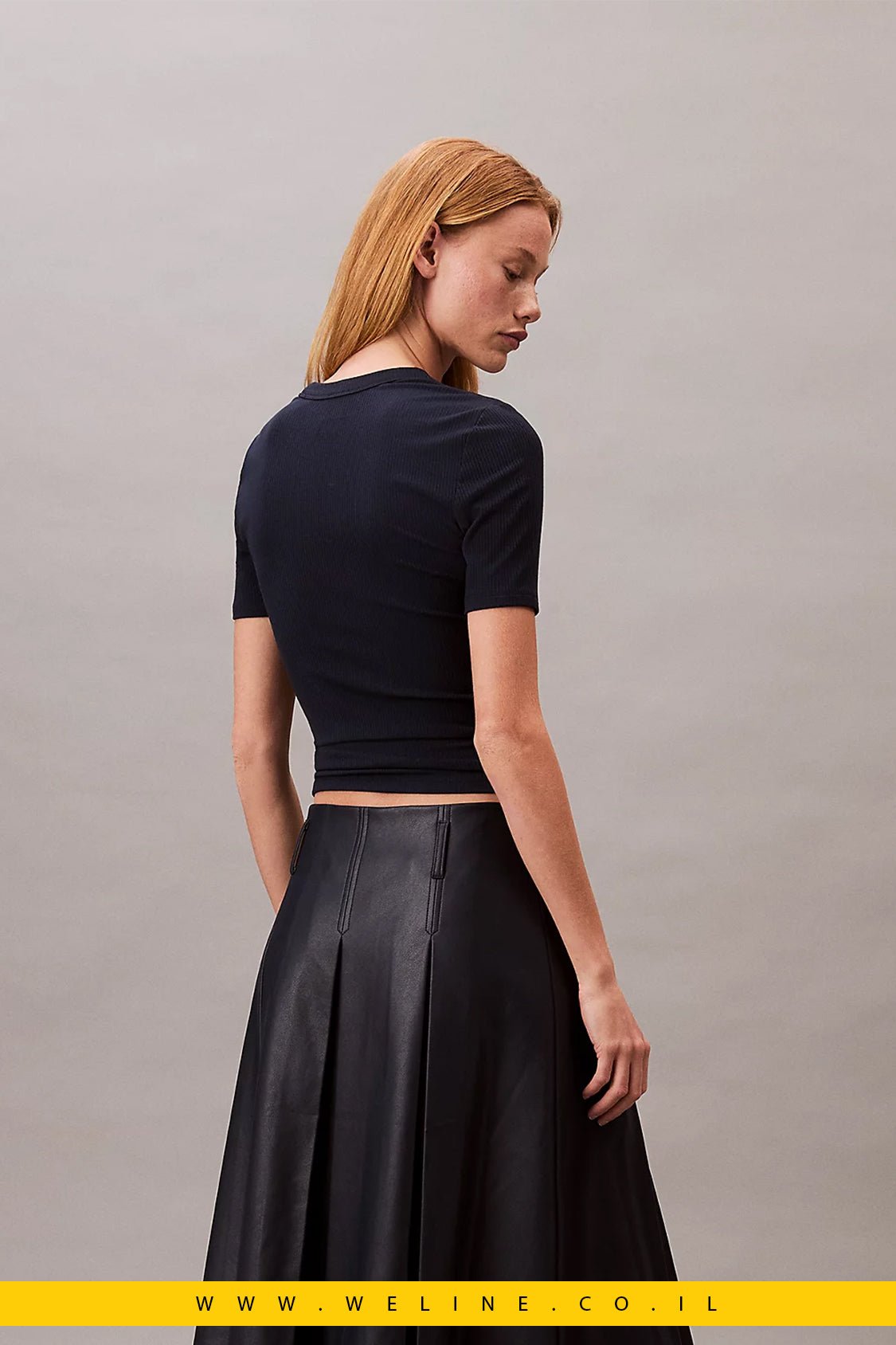 חולצת נשים Calvin Klein Logo Modal Stretch Ribbed - WELINE.CO.IL