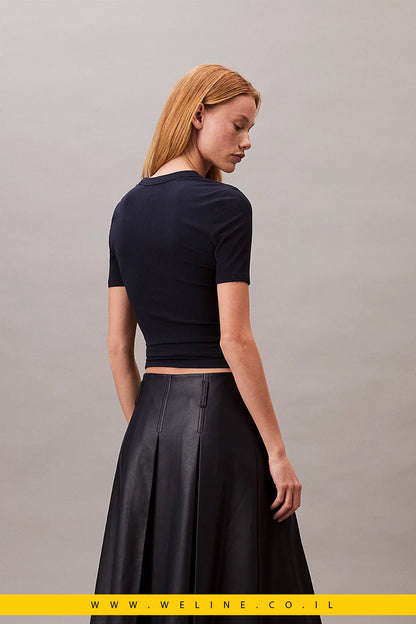 חולצת נשים Calvin Klein Logo Modal Stretch Ribbed - WELINE.CO.IL