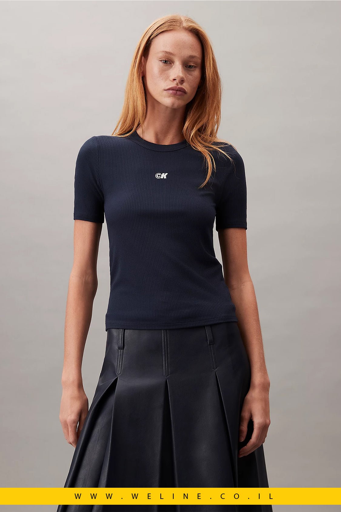 חולצת נשים Calvin Klein Logo Modal Stretch Ribbed - WELINE.CO.IL
