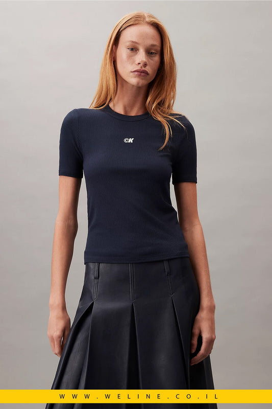 חולצת נשים Calvin Klein Logo Modal Stretch Ribbed - WELINE.CO.IL