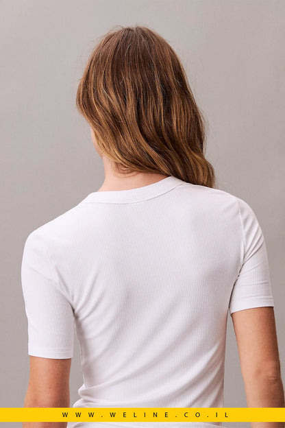 חולצת נשים Calvin Klein Logo Modal Stretch Ribbed - WELINE.CO.IL