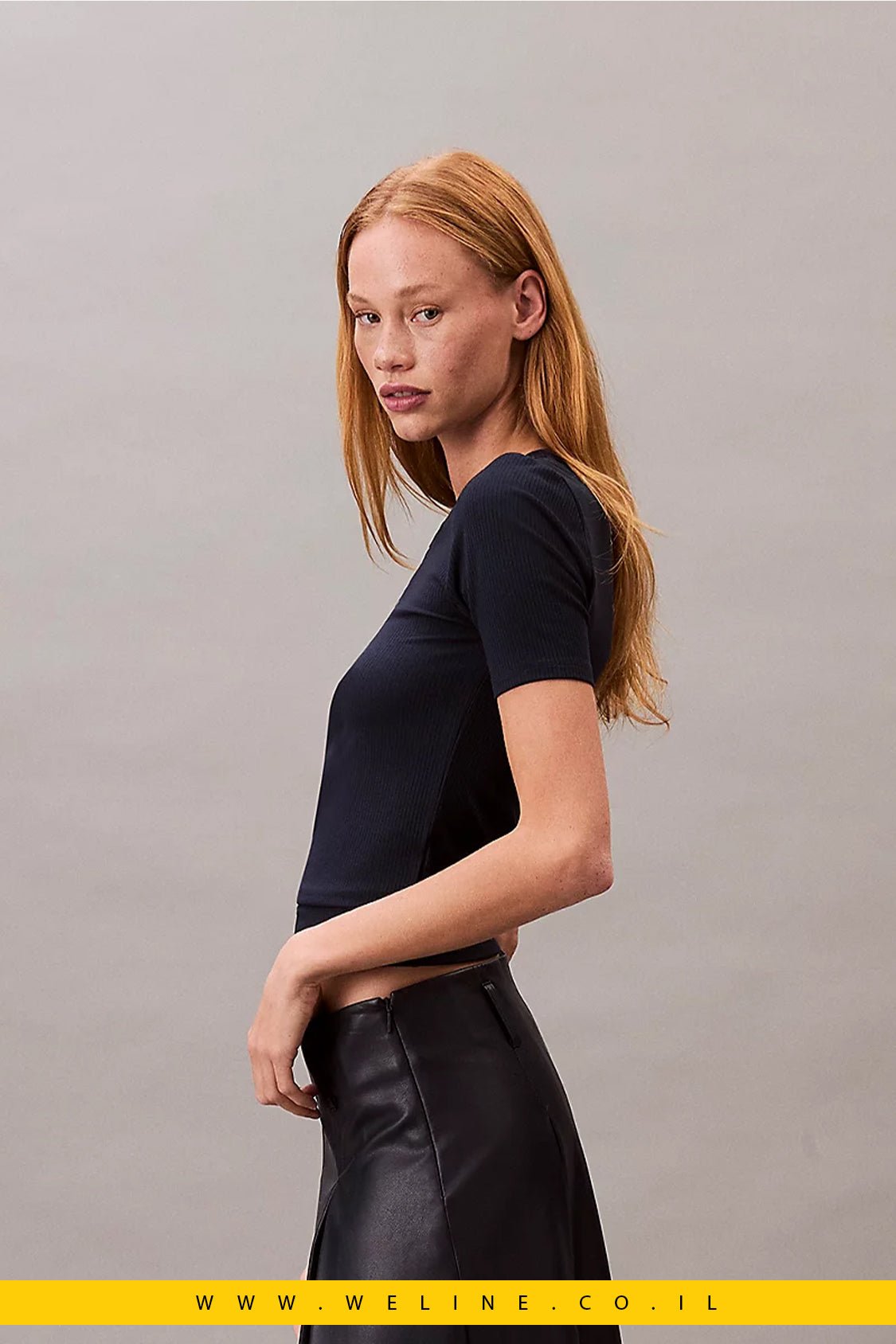 חולצת נשים Calvin Klein Logo Modal Stretch Ribbed - WELINE.CO.IL