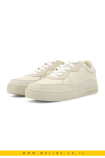 CALVIN KLEIN נעל סניקרס Lthr Sneaker Uomo Beige - WELINE.CO.IL