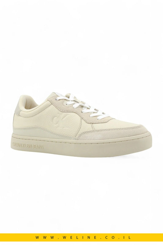 CALVIN KLEIN נעל סניקרס Lthr Sneaker Uomo Beige - WELINE.CO.IL