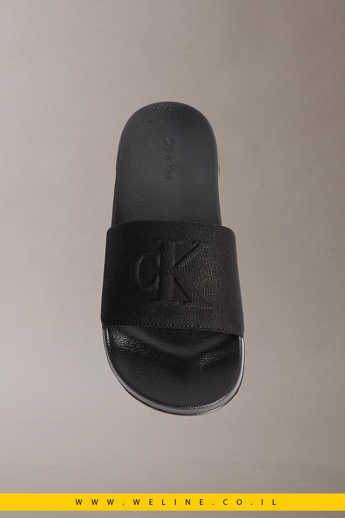 כפכפי סלייד גברים Calvin Klein Nemo Canvas Contoured – צבע שחור מלא (Triple Black) - WELINE.CO.IL