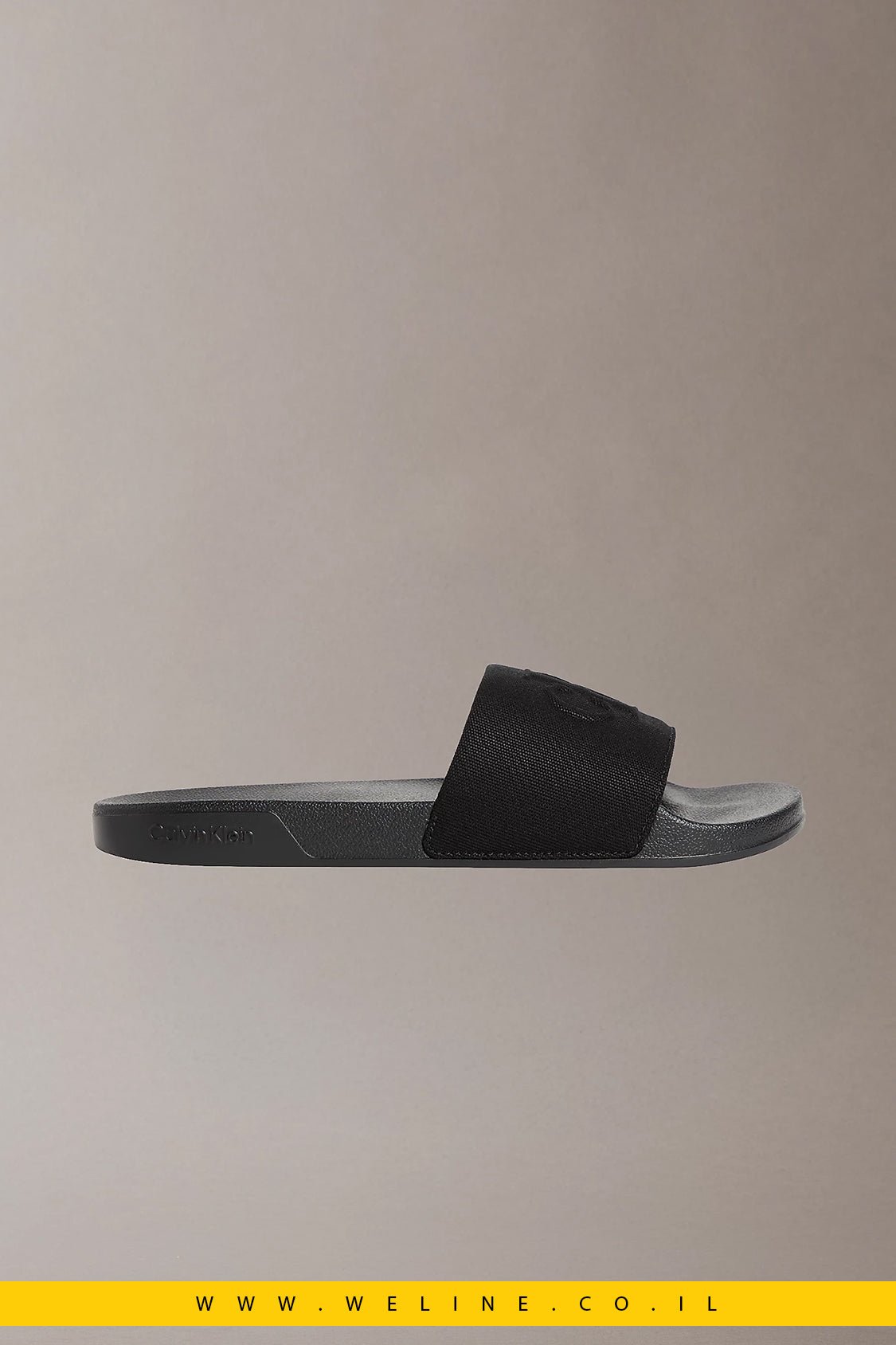 כפכפי סלייד גברים Calvin Klein Nemo Canvas Contoured – צבע שחור מלא (Triple Black) - WELINE.CO.IL