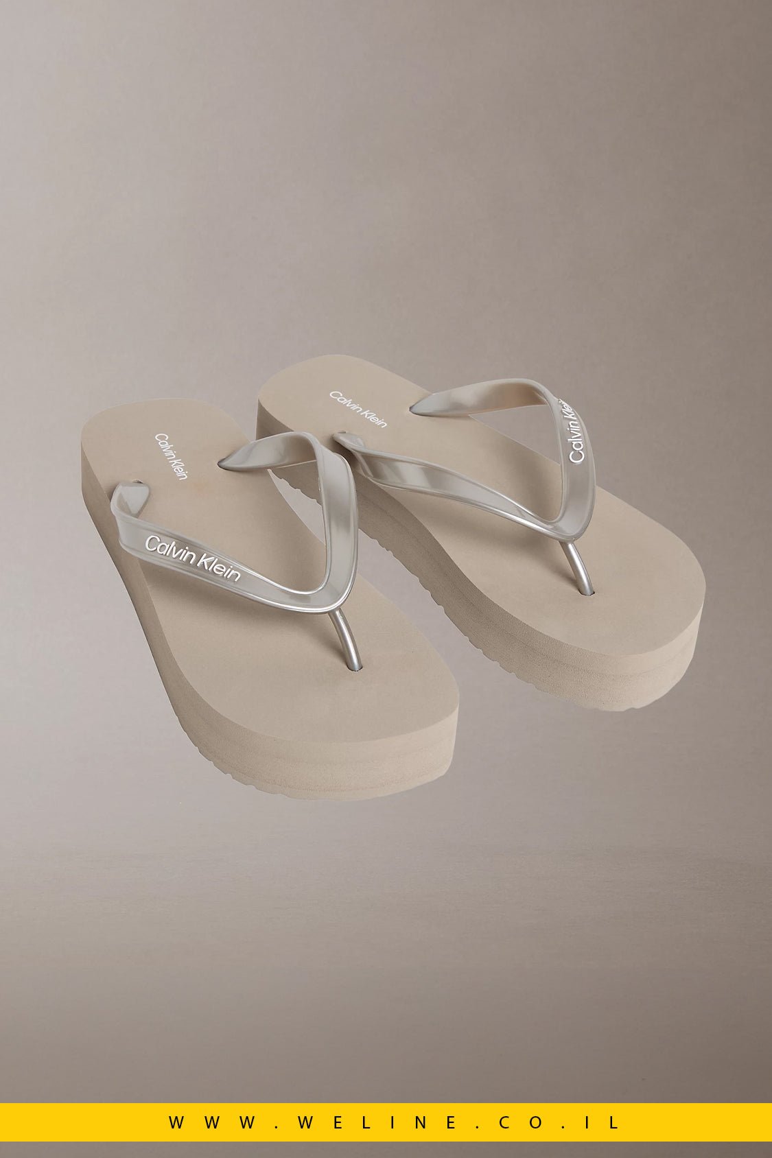 כפכפי אצבע פלטפורמה נשים Calvin Klein Pearlised – צבע Desert Taupe - WELINE.CO.IL