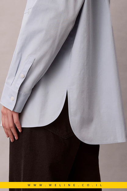 Calvin Klein Poplin Relaxed Button - Up Shirt חולצת כפתורים אלגנטית לנשים - WELINE.CO.IL