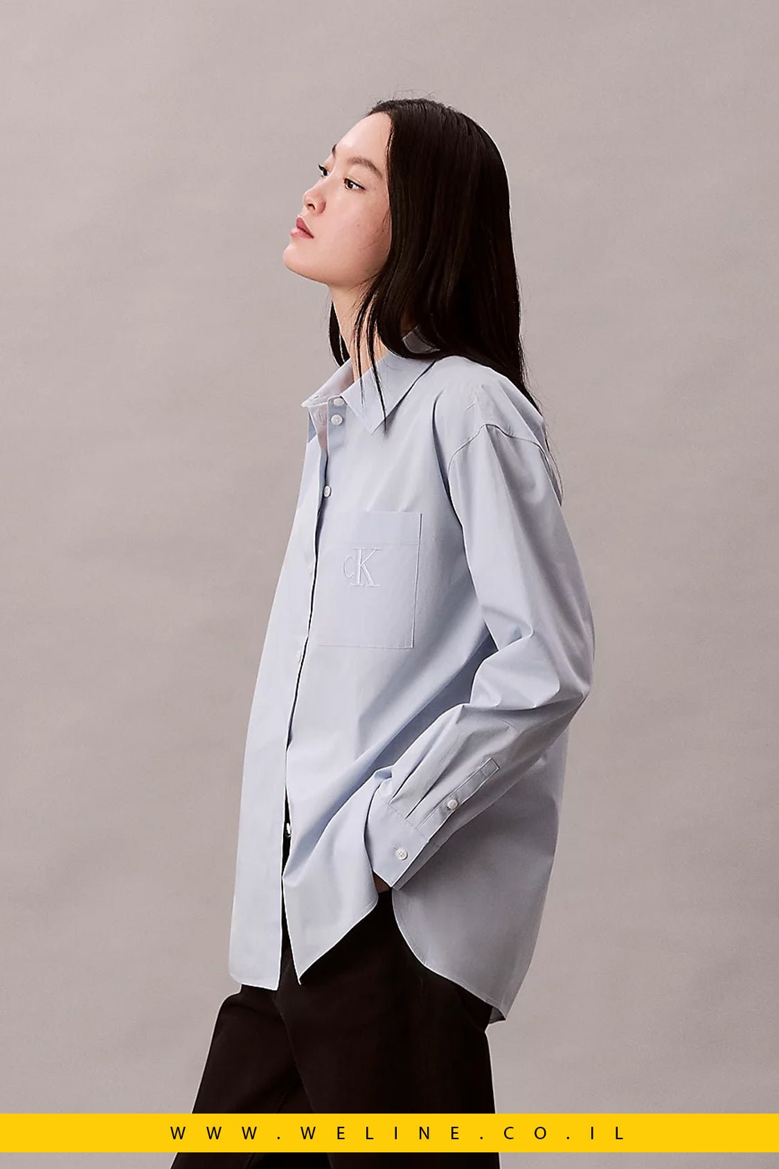Calvin Klein Poplin Relaxed Button - Up Shirt חולצת כפתורים אלגנטית לנשים - WELINE.CO.IL