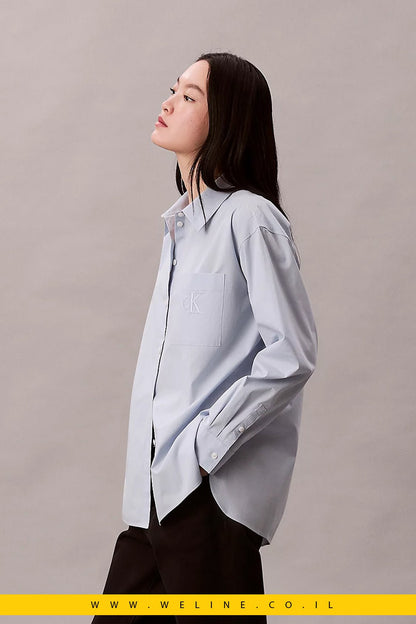 Calvin Klein Poplin Relaxed Button - Up Shirt חולצת כפתורים אלגנטית לנשים - WELINE.CO.IL