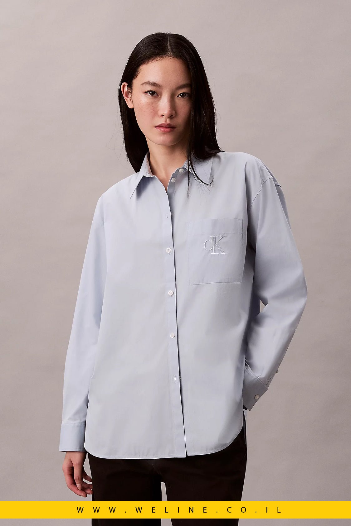 Calvin Klein Poplin Relaxed Button - Up Shirt חולצת כפתורים אלגנטית לנשים - WELINE.CO.IL
