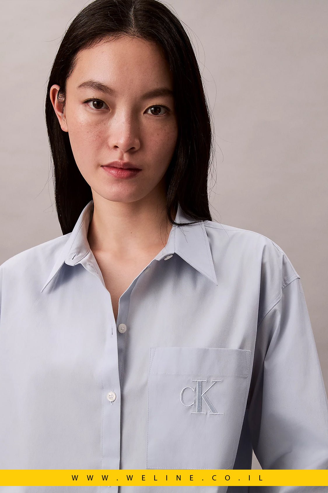 Calvin Klein Poplin Relaxed Button - Up Shirt חולצת כפתורים אלגנטית לנשים - WELINE.CO.IL