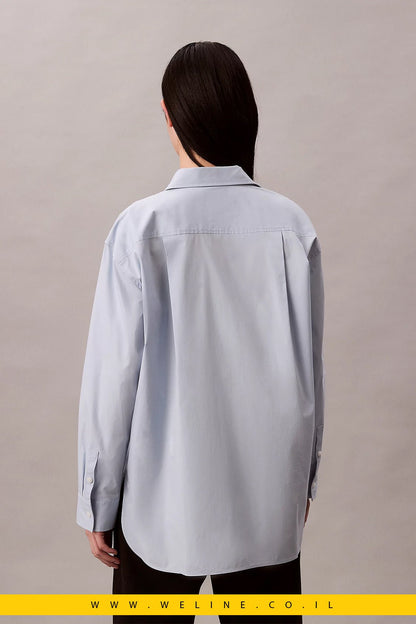 Calvin Klein Poplin Relaxed Button - Up Shirt חולצת כפתורים אלגנטית לנשים - WELINE.CO.IL