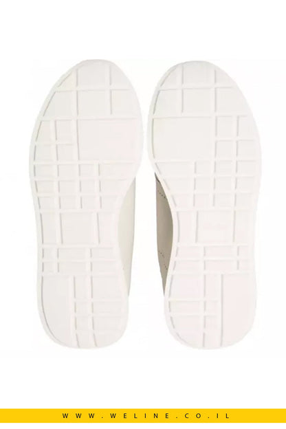 נעלי סניקרס נשים Calvin Klein Retro Runnr Sock Patch Leather – צבע לבן / Blush - WELINE.CO.IL