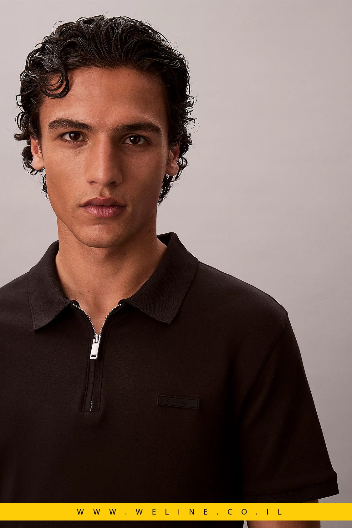 חולצת פולו Calvin Klein Slim Zip Neck - WELINE.CO.IL